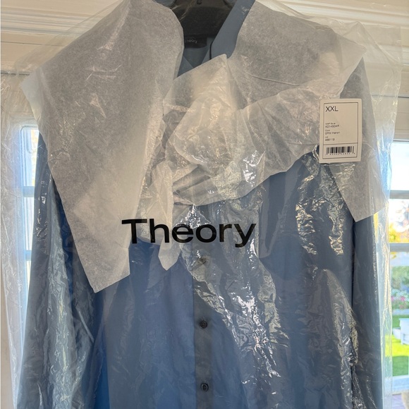 Theory Sylvain Structure Knit Button-Up Shirt - Bluef - Picture 3 of 6